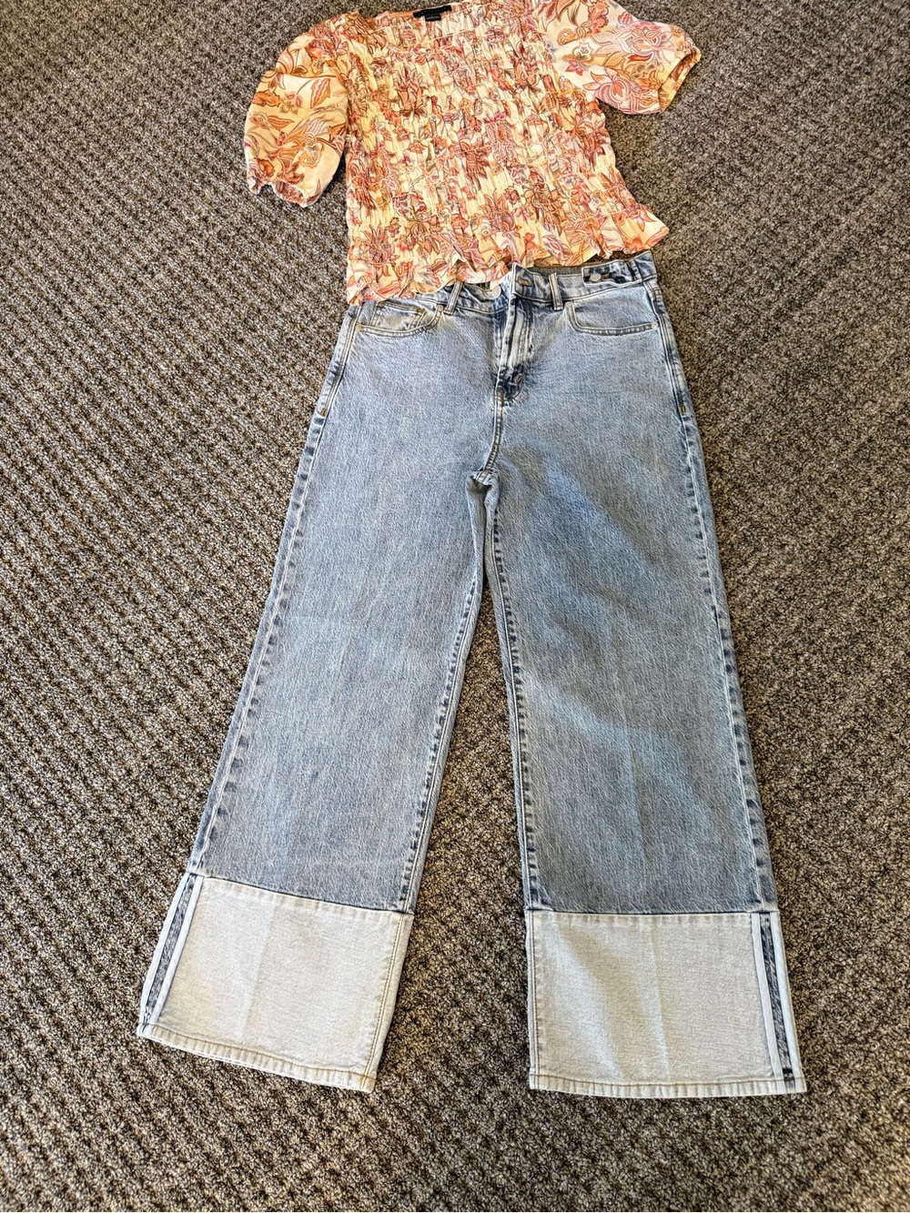 Habitual Light Blue Wide-Leg Cuffed Jeans